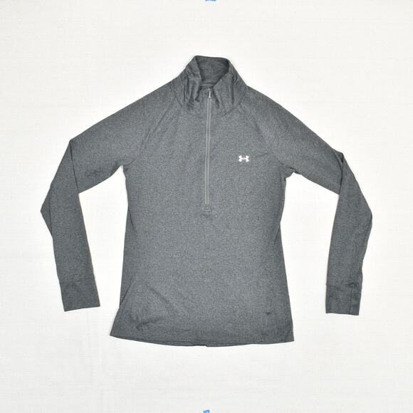 Under Armour Women's 1/4 Zip Pullover Sweatshirt Polyester Gray S Semi Fitted - Picture 2 of 8